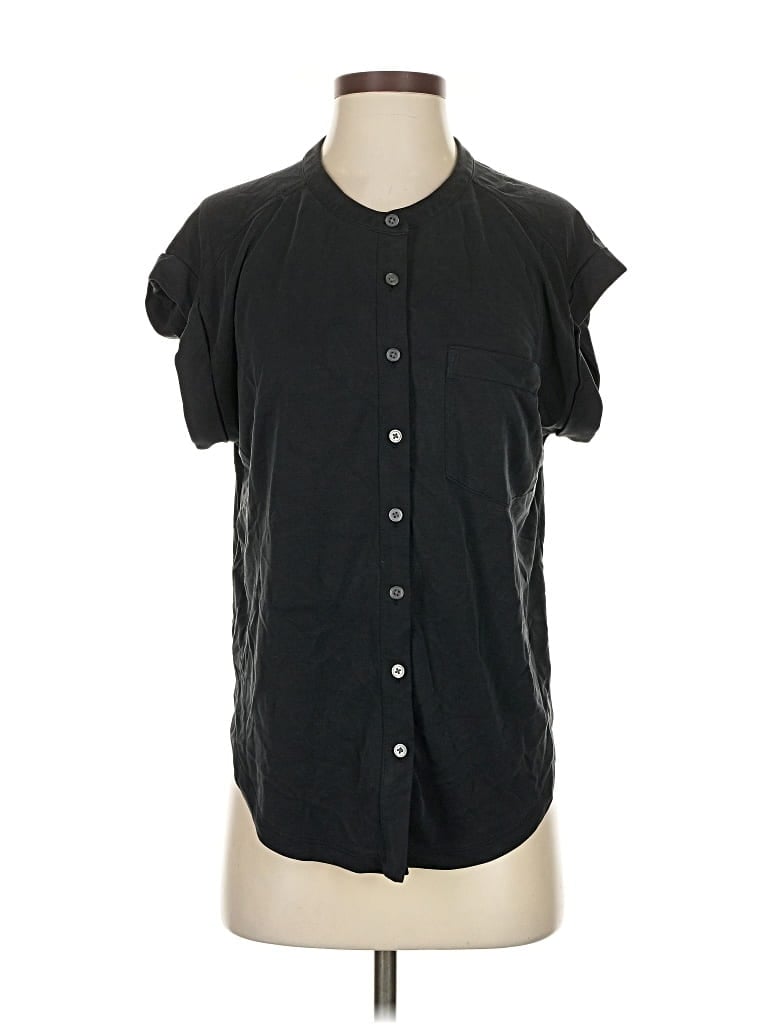 Pre-owned Lou & Grey Short Sleeve Blouse In Black
