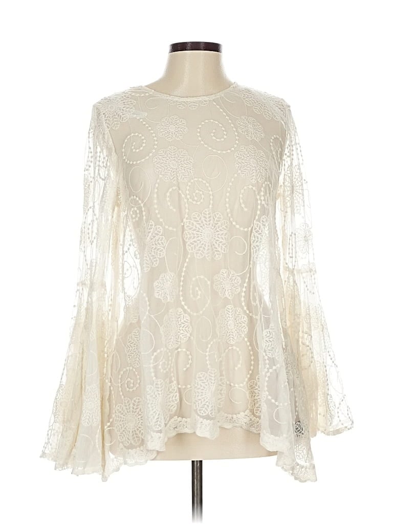 Pre-owned Love Stitch Long Sleeve Blouse In White