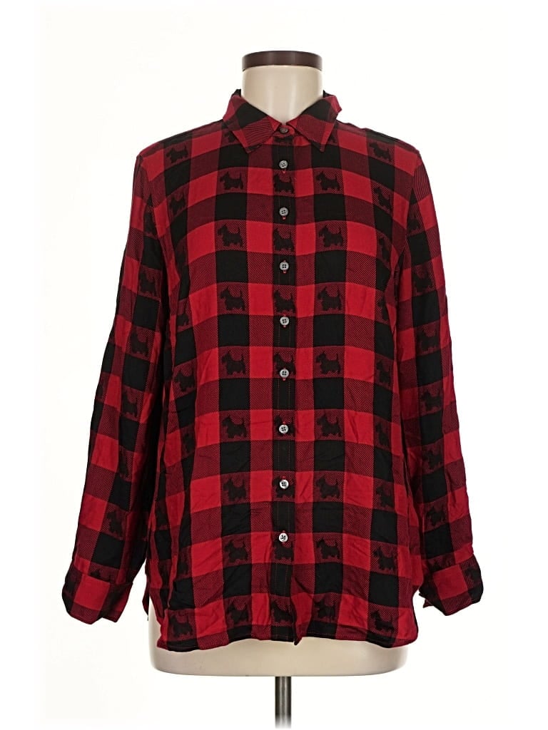 Talbots Long Sleeve Button Down Shirt In Red