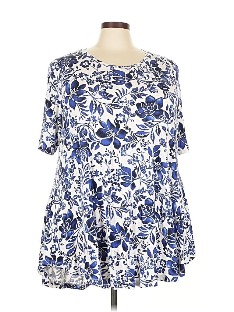 Pre-owned Lane Bryant 3/4 Sleeve T-shirt In Blue