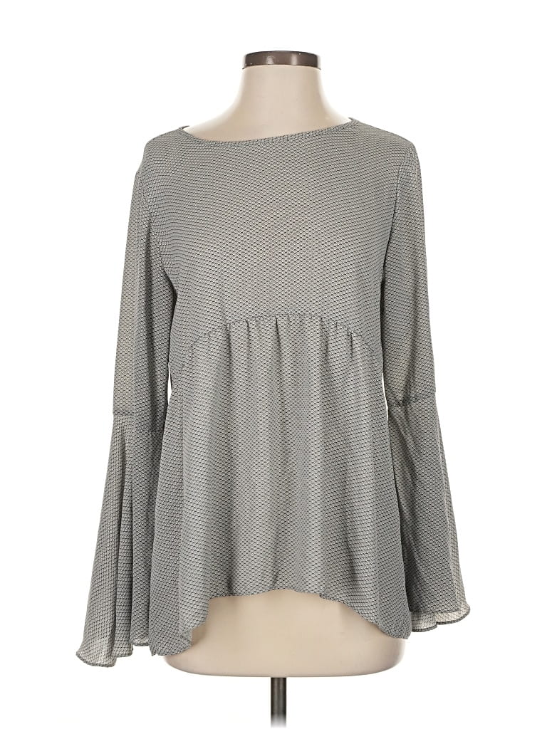 Pre-owned Ann Taylor Loft Long Sleeve Blouse In Gray