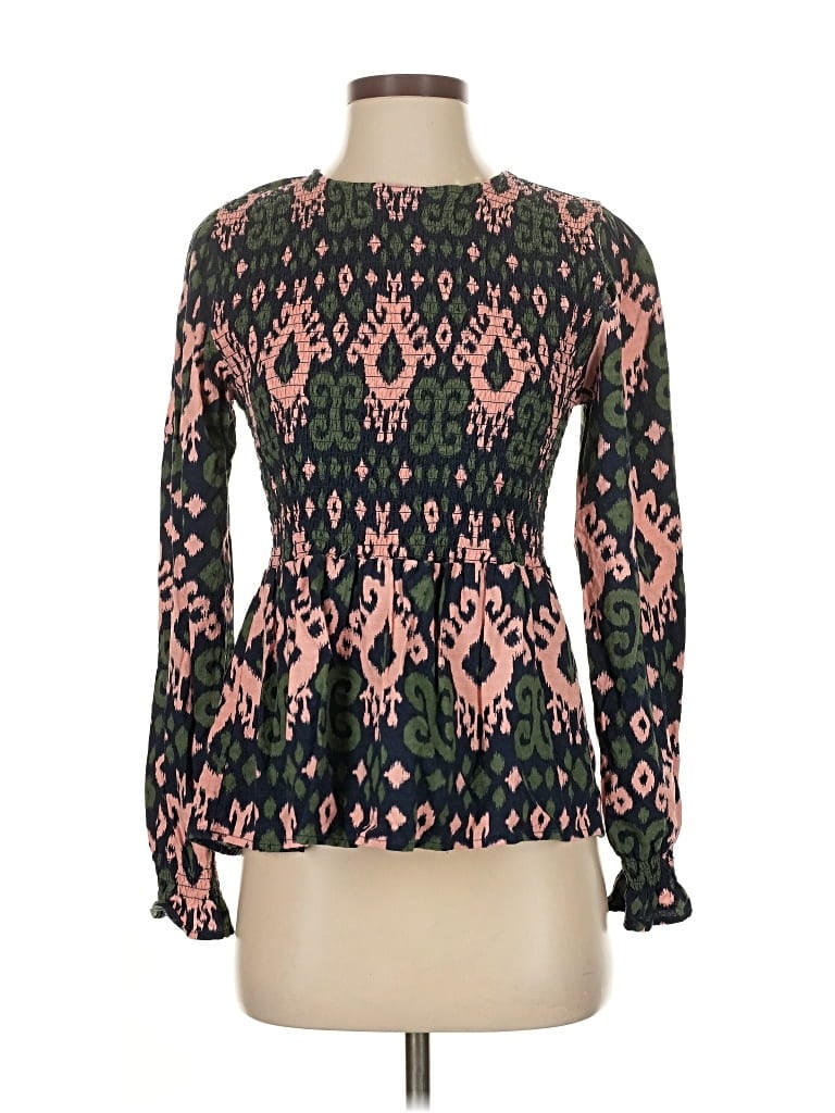 Pre-owned Michelle Mcdowell Long Sleeve Blouse In Green