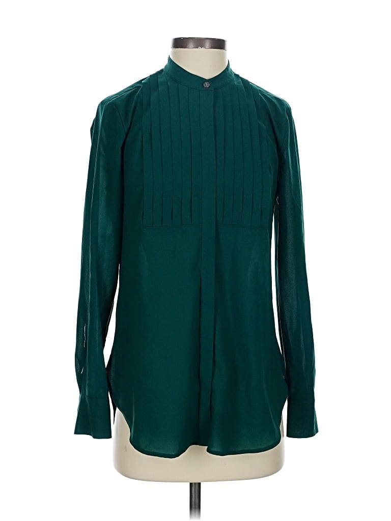 Pre-owned J.crew Factory Store Long Sleeve Blouse In Blue