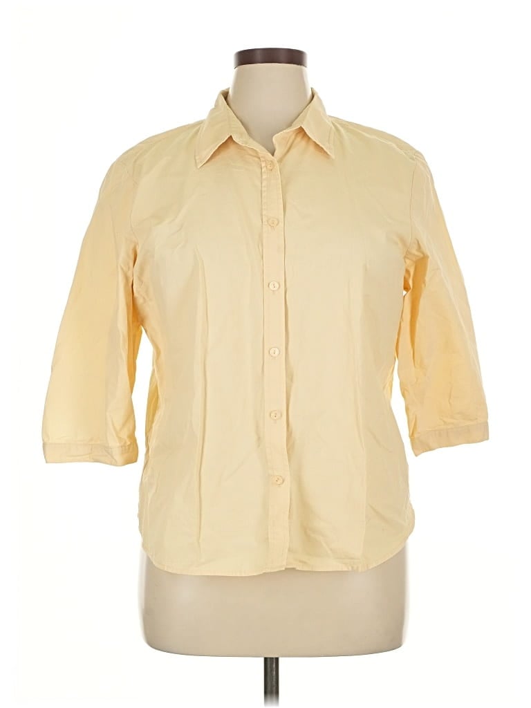 Pre-owned Marsh Landing Blues 3/4 Sleeve Button Down Shirt In Yellow