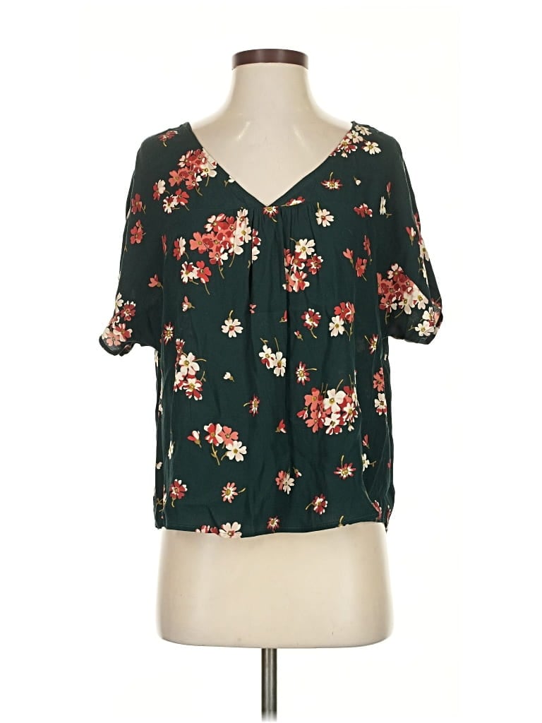Pre-owned Madewell Short Sleeve Blouse In Green