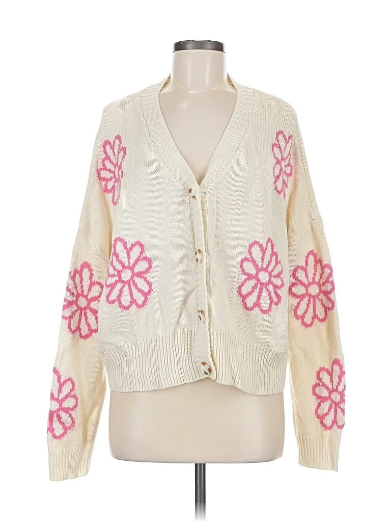 Pre-owned Just Polly Cardigan Sweater In White