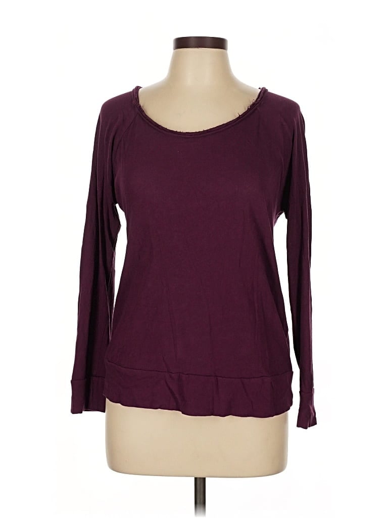 Pre-owned Chaser Long Sleeve Top Burgundy Scoop Neck Tops
