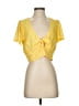 Privacy Please 100% Polyester Yellow Short Sleeve Blouse Size S - photo 1