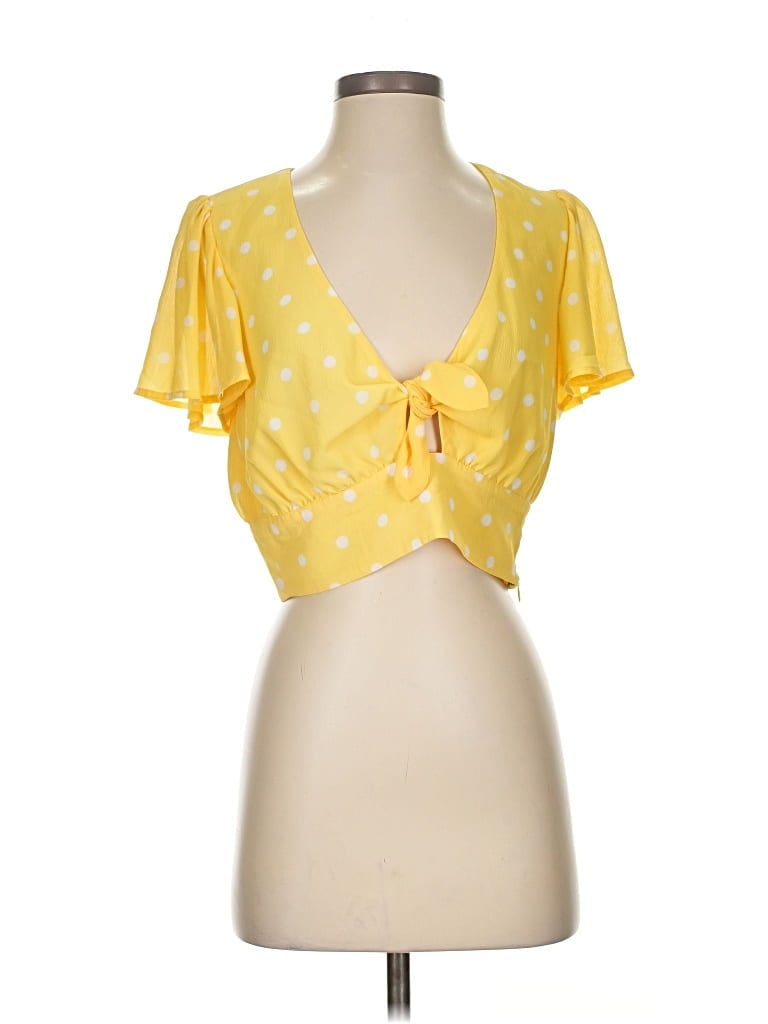 Pre-owned Privacy Please Short Sleeve Blouse In Yellow