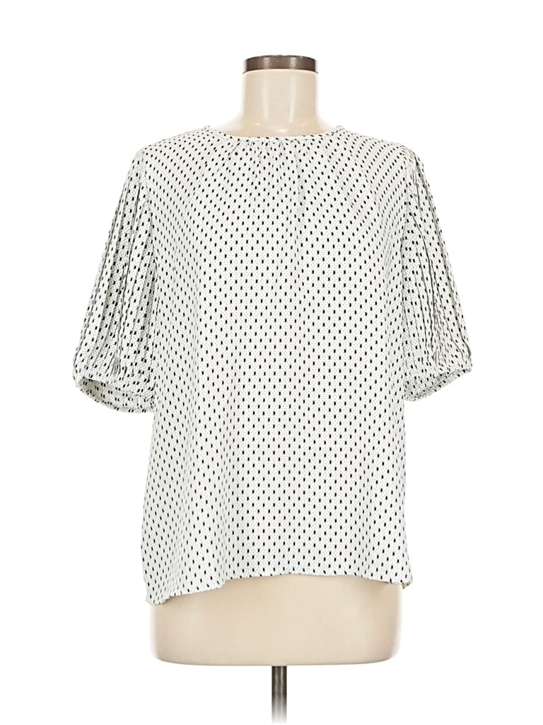 Pre-owned Ann Taylor Short Sleeve Blouse In White