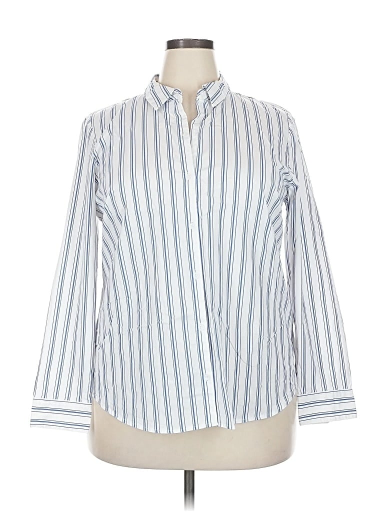 Pre-owned Nine West 3/4 Sleeve Button Down Shirt In White