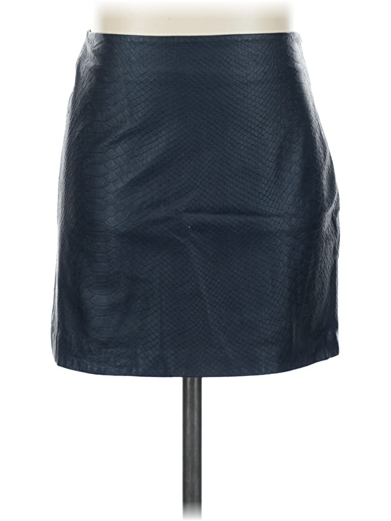 Pre-owned Alice And Olivia Alice + Olivia Faux Leather Skirt In Blue