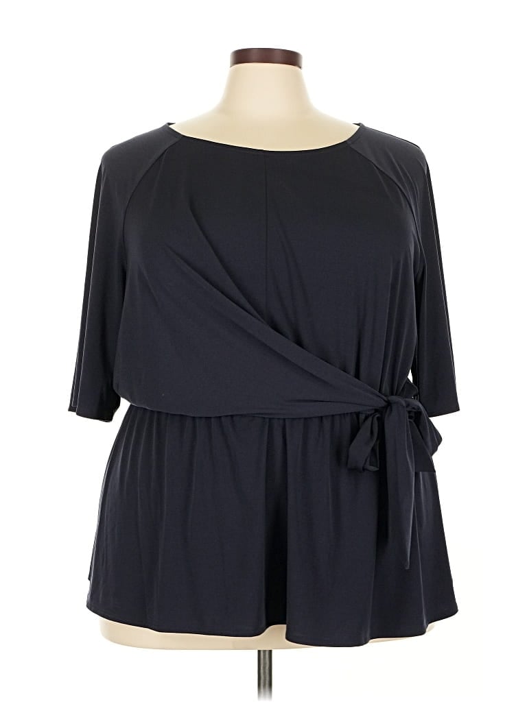 Pre-owned Lane Bryant 3/4 Sleeve Blouse In Black