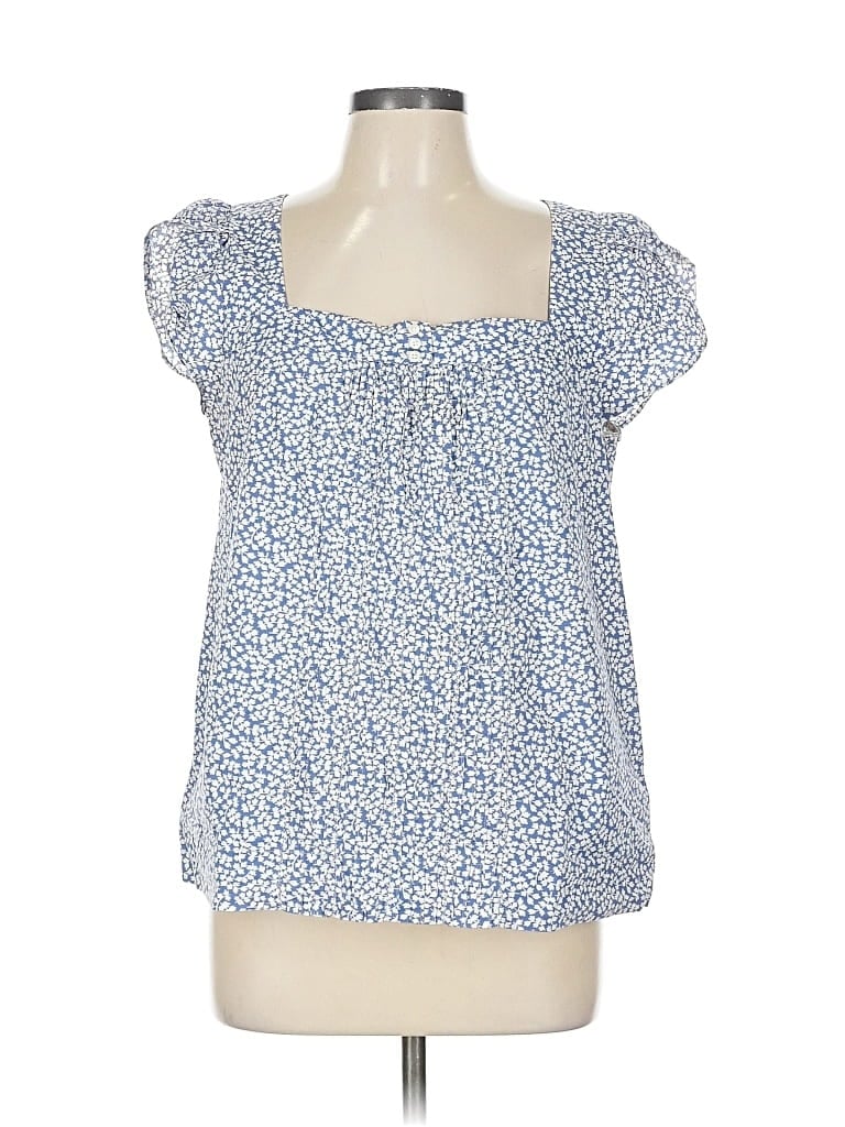 Pre-owned American Eagle Outfitters Short Sleeve Blouse In Blue