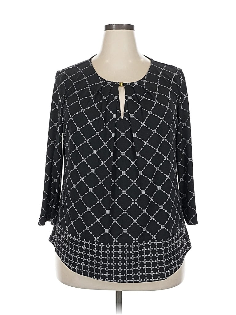 Pre-owned Liz Claiborne Career 3/4 Sleeve Blouse In Black