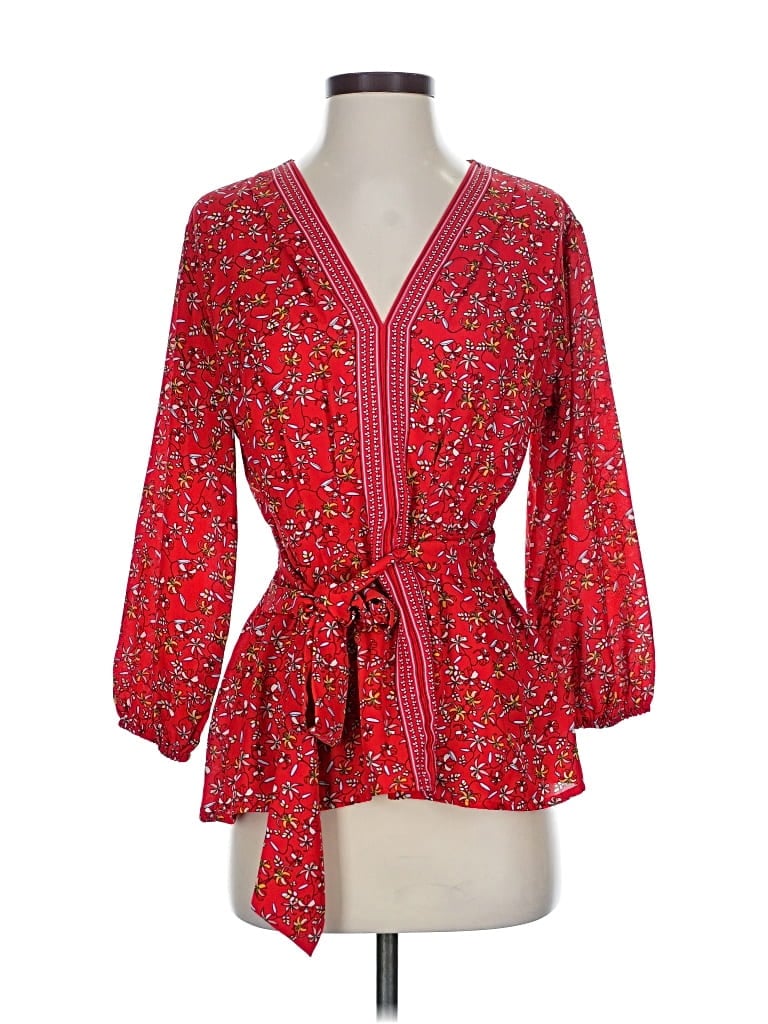 Pre-owned Max Studio 3/4 Sleeve Blouse In Red