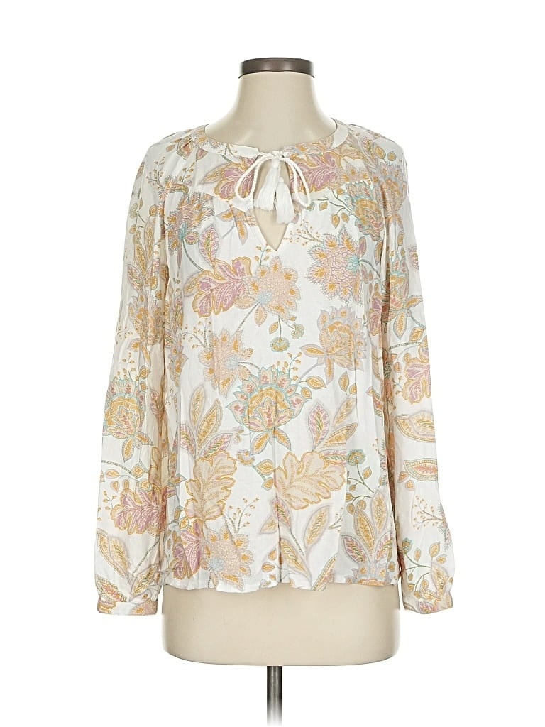 Pre-owned Lucky Brand Long Sleeve Blouse In White