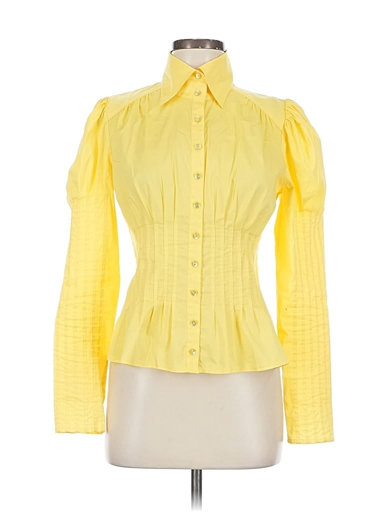 Pre-owned Bebe Long Sleeve Blouse In Yellow