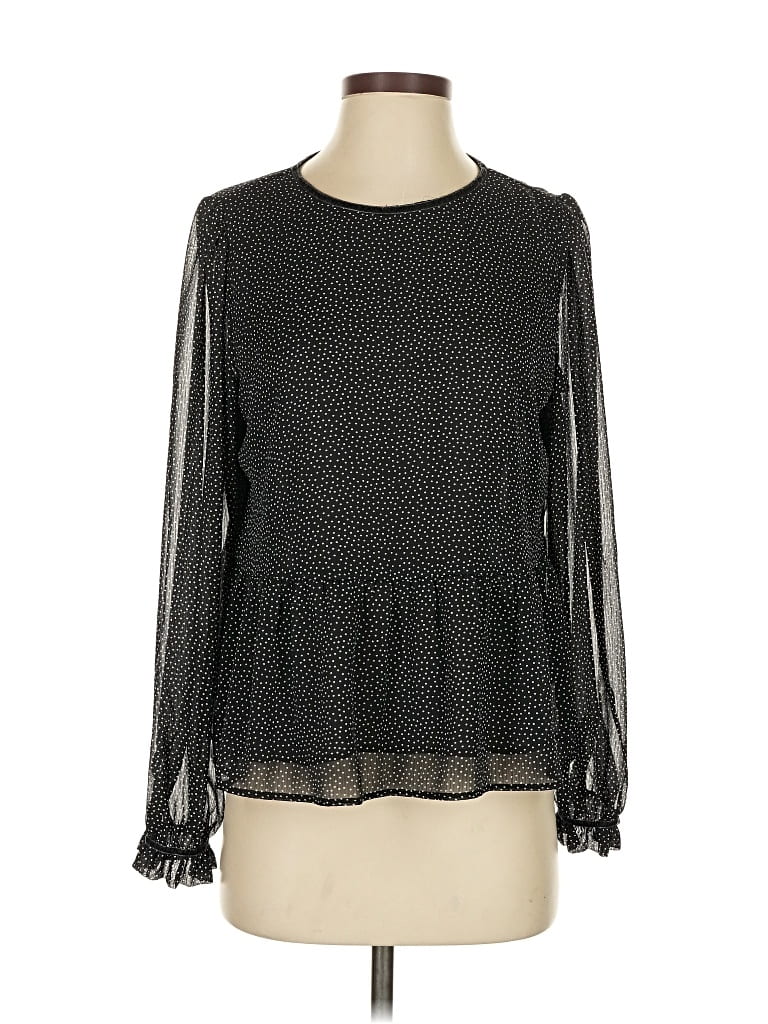 Pre-owned Ann Taylor Loft Long Sleeve Blouse In Black