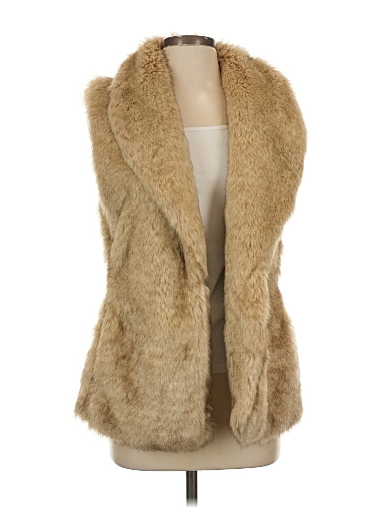 Pre-owned Sanctuary Faux Fur Vest In Gold