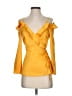 Line & Dot 100% Polyester Yellow 3/4 Sleeve Blouse Size S - photo 1