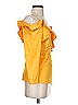 Line & Dot 100% Polyester Yellow 3/4 Sleeve Blouse Size S - photo 4