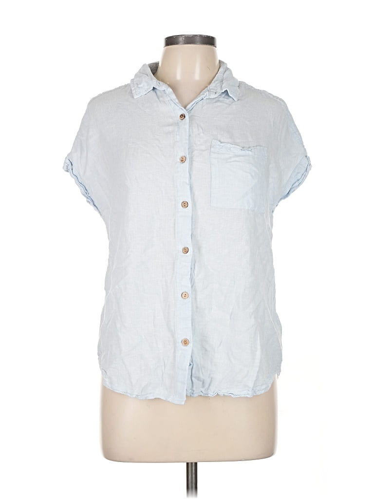 Pre-owned Lola River Short Sleeve Button Down Shirt In Blue