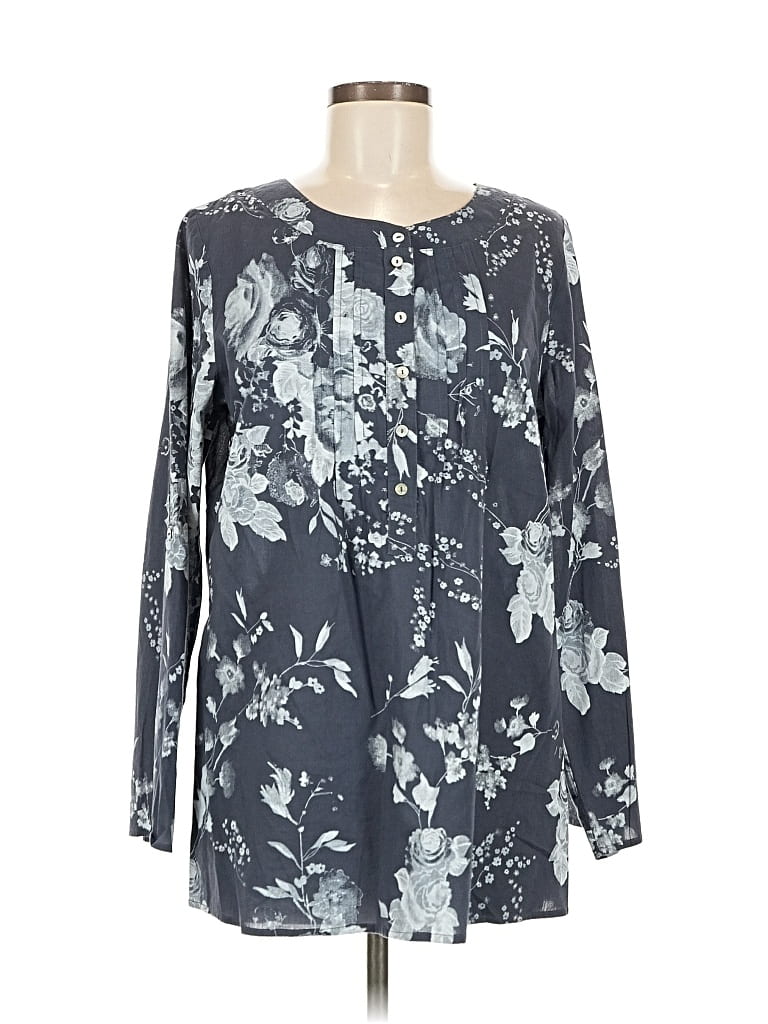 Pre-owned Soft Surroundings Long Sleeve Blouse In Gray