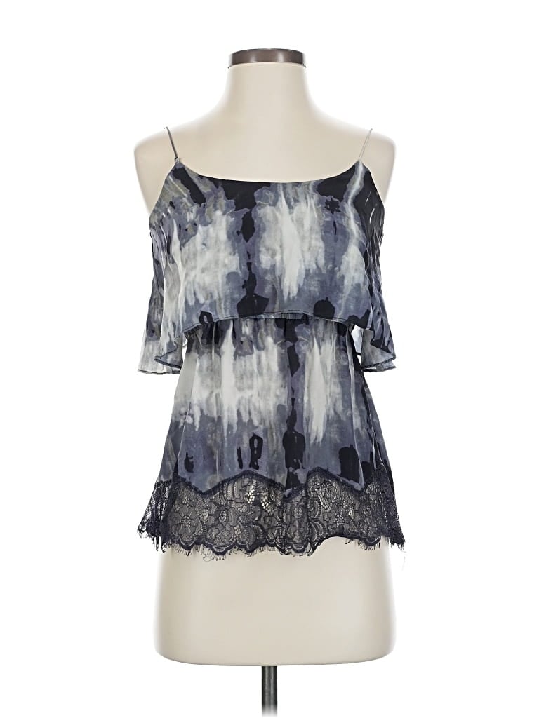 Pre-owned Central Park West Sleeveless Silk Top Blue Cold Shoulder Neckline Tops