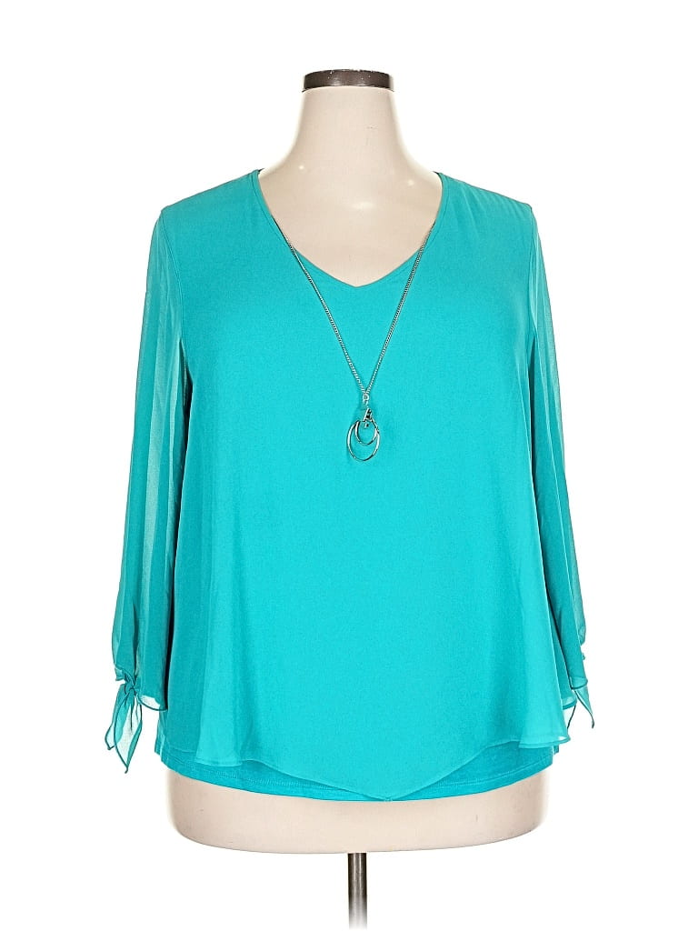 Pre-owned Jm Collection 3/4 Sleeve Blouse In Blue