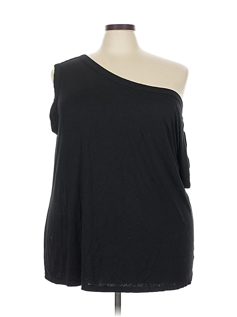 Pre-owned Torrid 3/4 Sleeve Top Black One Shoulder Neckline Tops