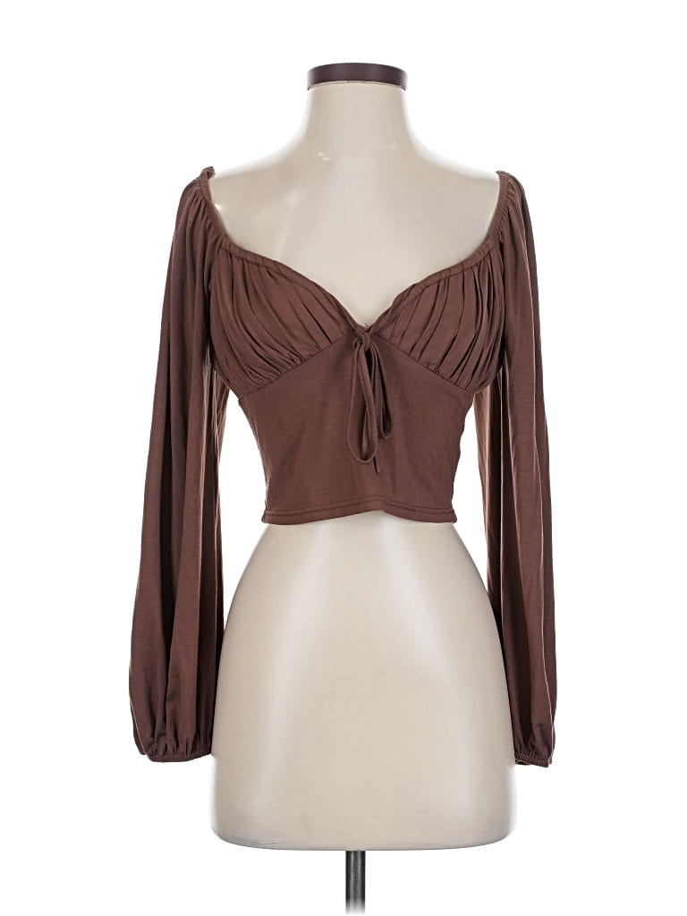 Pre-owned Audrey 3+1 Long Sleeve Blouse In Brown