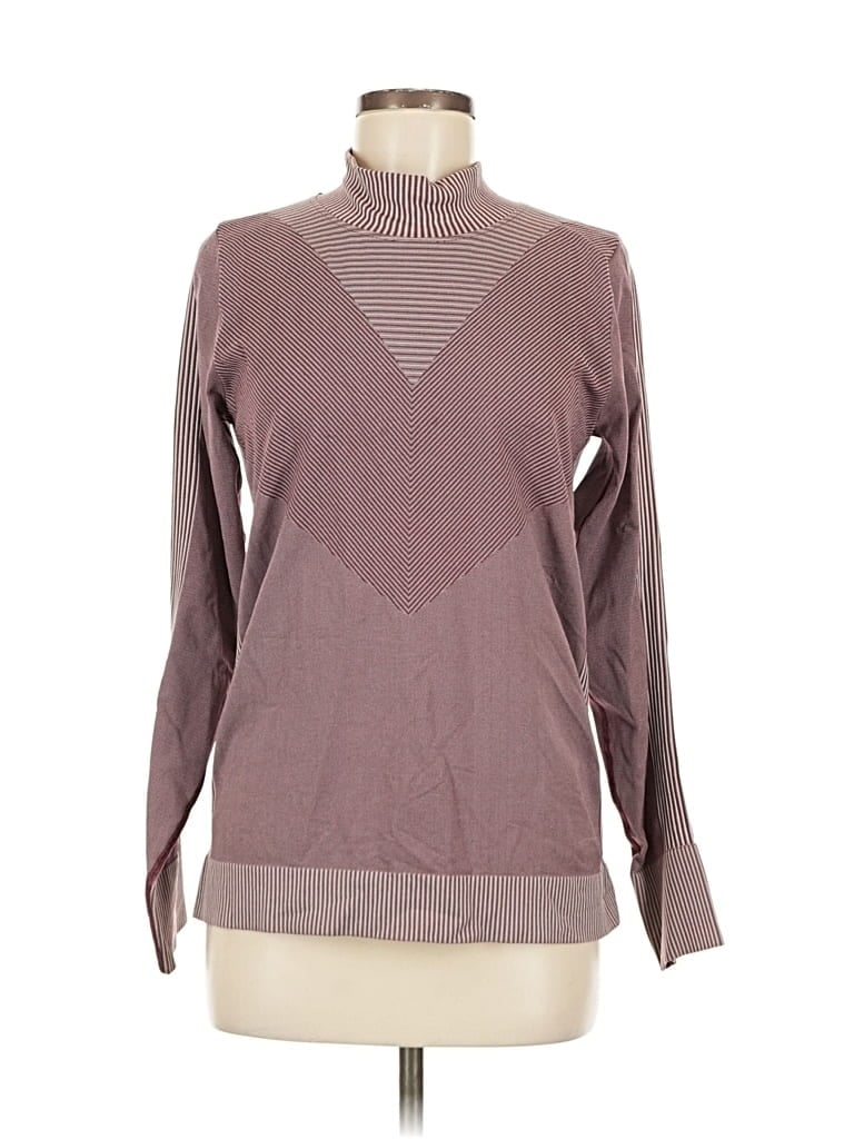 Pre-owned Zella Long Sleeve Top Burgundy Turtleneck Tops