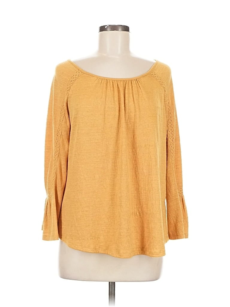 Pre-owned Cable & Gauge Long Sleeve Blouse In Yellow