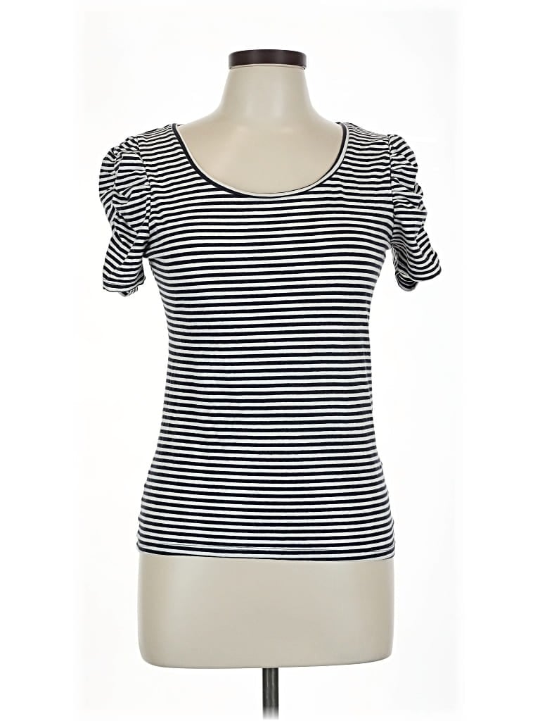 Pre-owned H&m Short Sleeve Top Black Sweetheart Neckline Tops