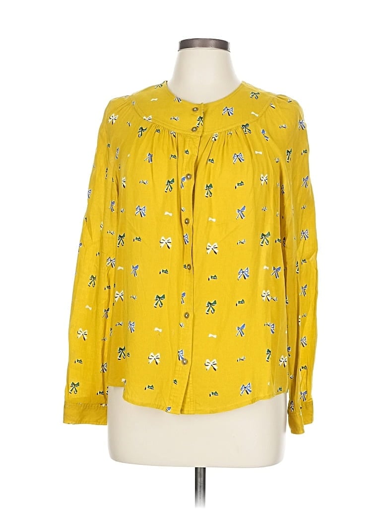 Pre-owned 52 Conversations By Anthropologie Long Sleeve Blouse In Yellow