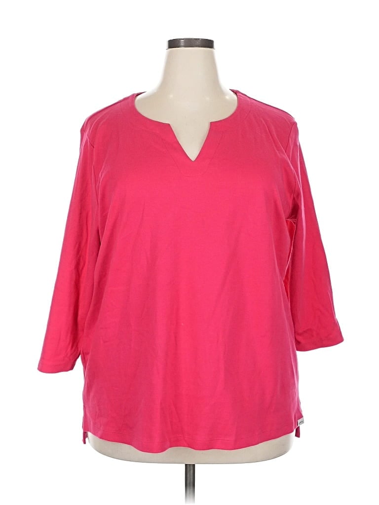 Pre-owned Orvis 3/4 Sleeve Top Pink V Neck Tops