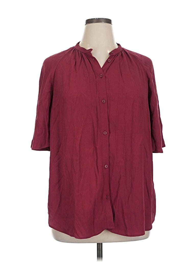 Pre-owned Banana Republic 3/4 Sleeve Button Down Shirt In Burgundy