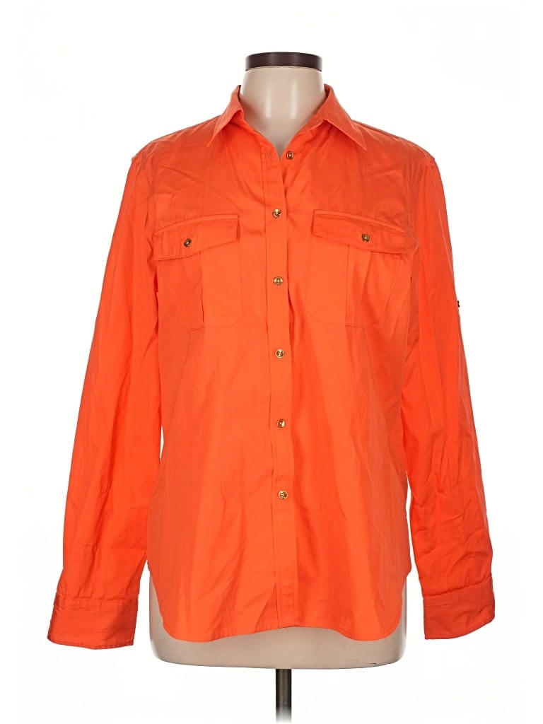 Pre-owned Polo Ralph Lauren Long Sleeve Button Down Shirt In Orange