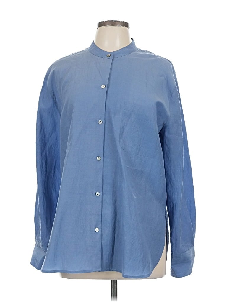 Pre-owned Vince Long Sleeve Button Down Shirt In Blue