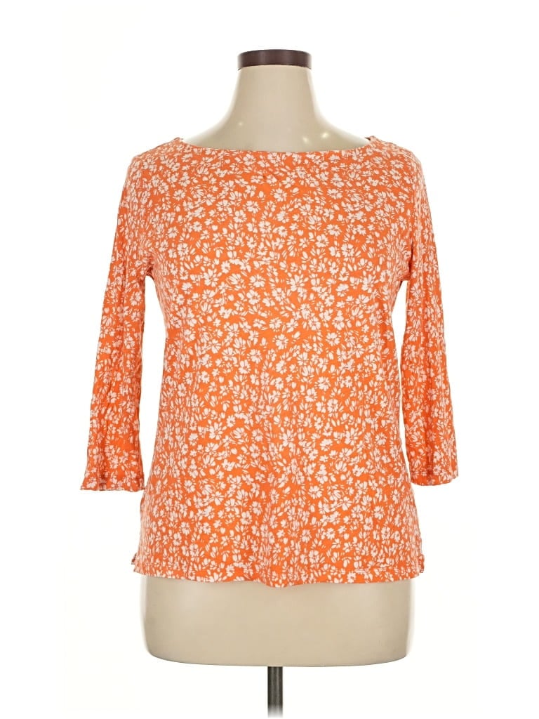 Pre-owned Ann Taylor Loft Outlet 3/4 Sleeve T-shirt In Orange