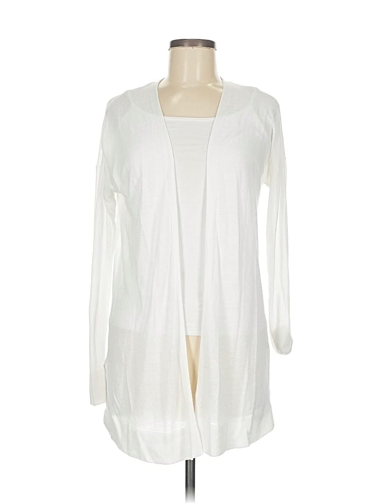Pre-owned Ann Taylor Loft Cardigan Sweater In White