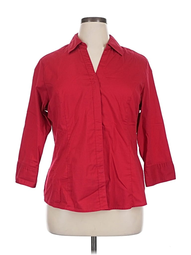 Pre-owned Riders By Lee 3/4 Sleeve Button Down Shirt In Red