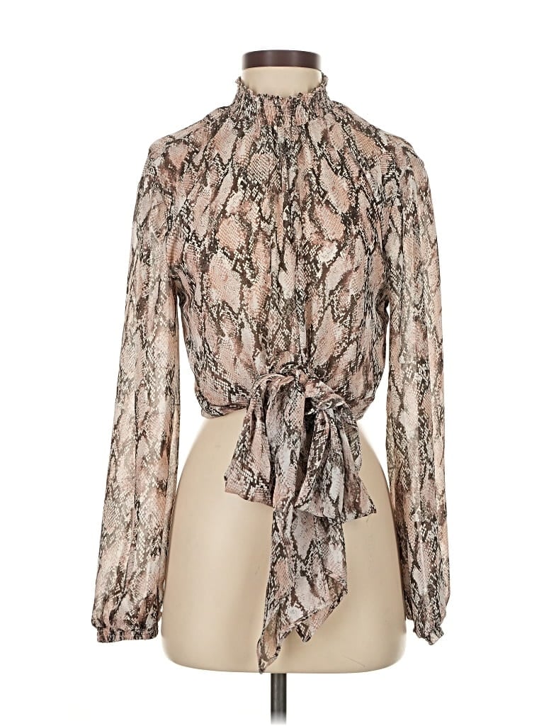 Pre-owned Assorted Brands Long Sleeve Blouse In Brown