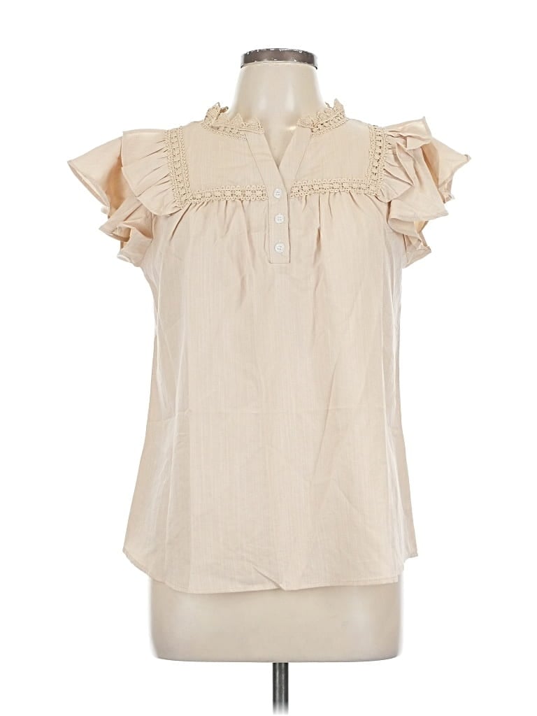 Pre-owned Unbranded Short Sleeve Blouse In White