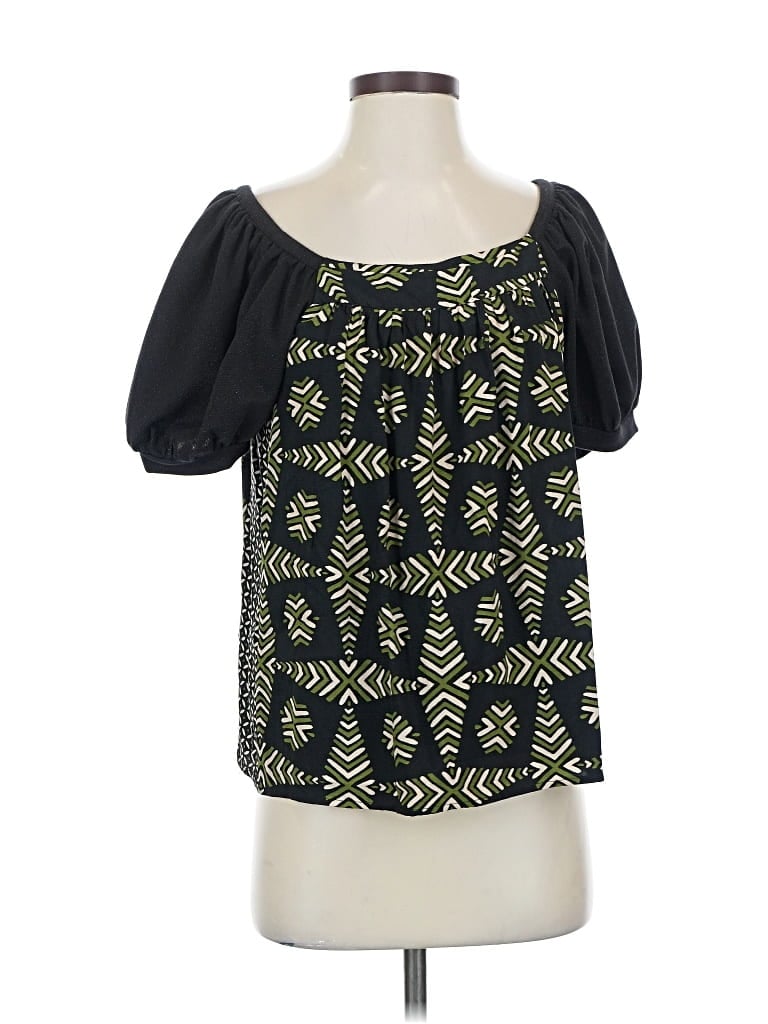 Pre-owned Maeve By Anthropologie Short Sleeve Blouse In Black