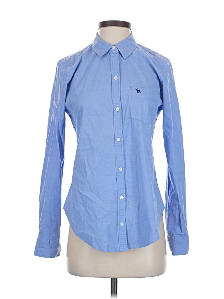 Abercrombie & Fitch Long Sleeve Button Down Shirt In Blue