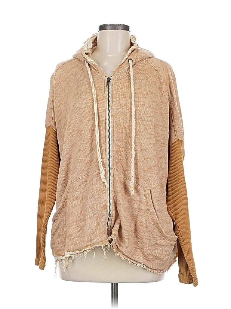 Pre-owned Rvca Zip Up Hoodie In Brown