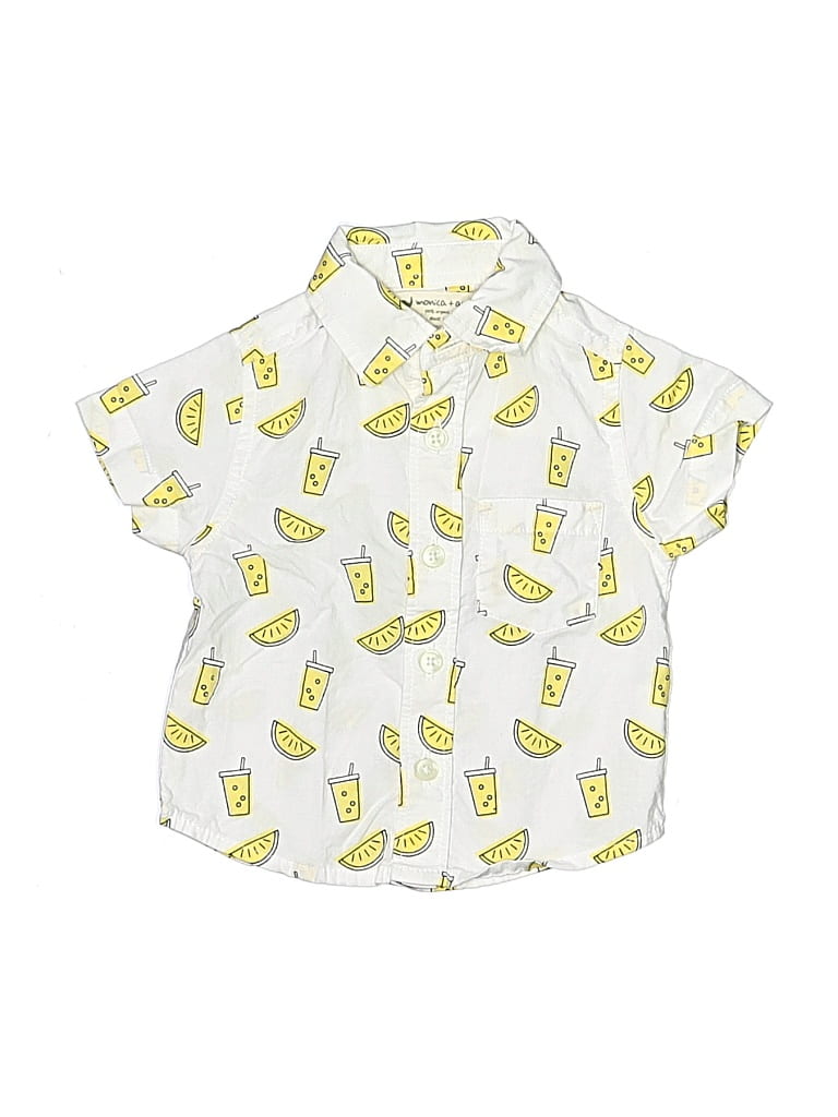 Pre-owned Monica + Andy Babies' Short Sleeve Button Down Shirt In Yellow