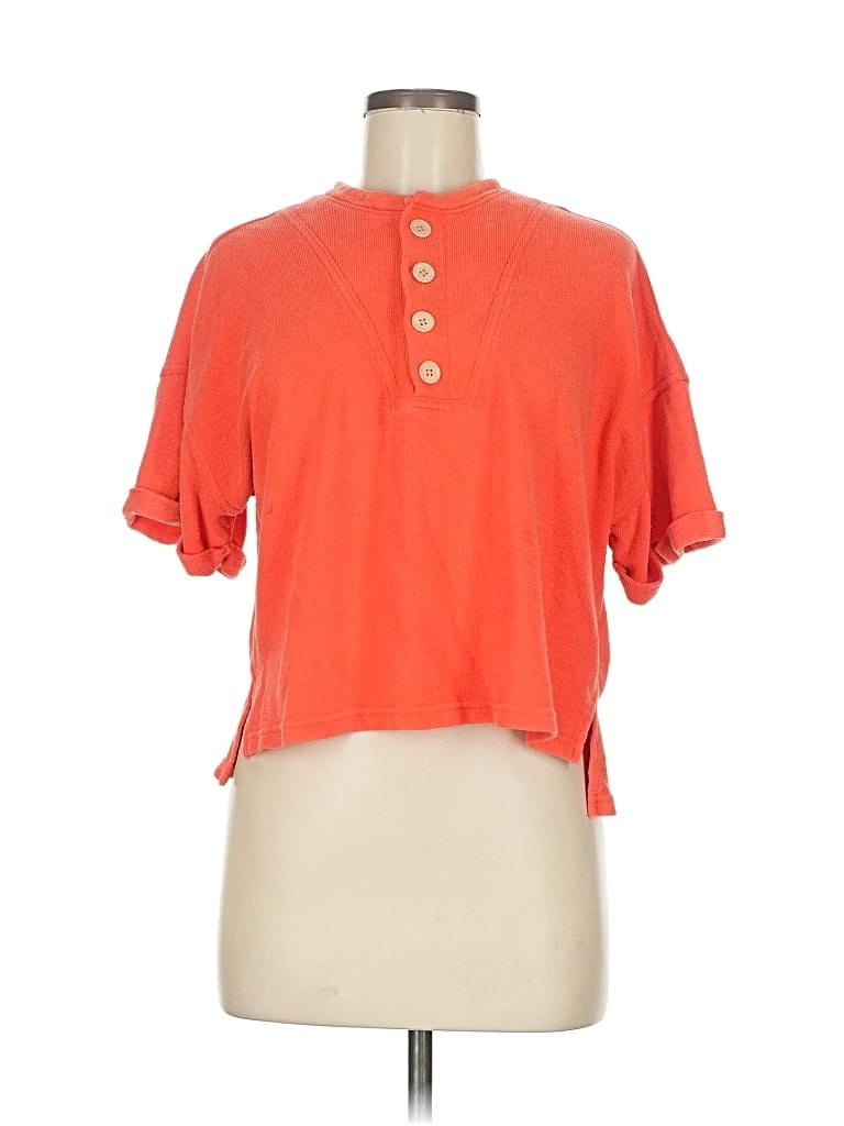Pre-owned Universal Thread Short Sleeve Top Orange Keyhole Neckline Tops